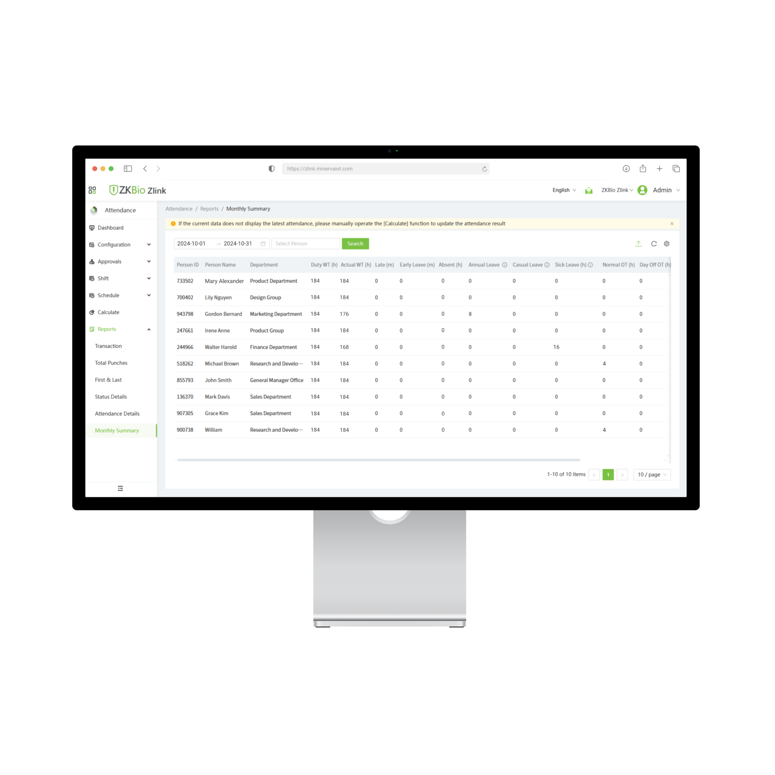ZKBio Zlink Access Records and Reports